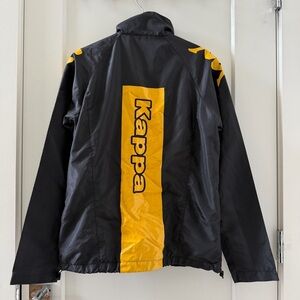 Kappa Men's Black Track Windbreaker Jacket with Yellow Accents Size S